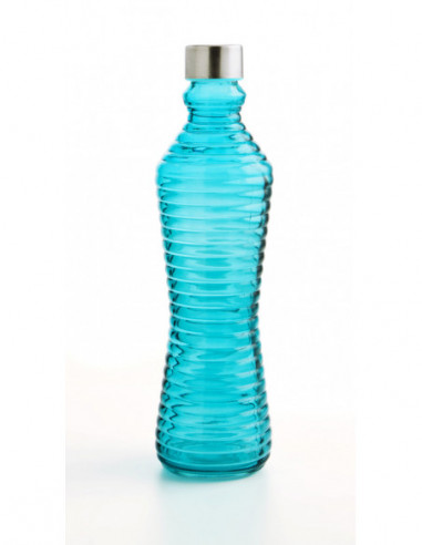 BOTELLA VIDRIO AZUL TURQUESA