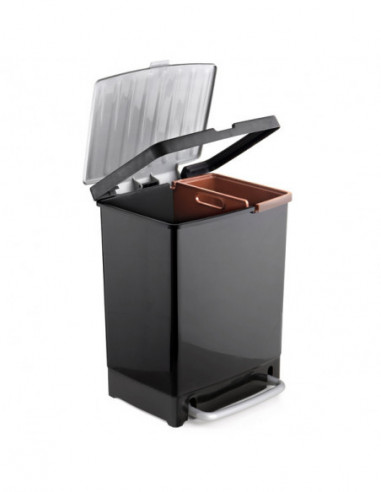 CUBO PEDAL RECICLAJE NEGRO 25L