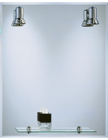 ESPEJO BAÑO FOCOS+REPISA CROMO