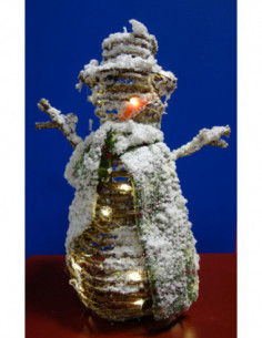MUÑECO NIEVE MIMBRE CON LUZ