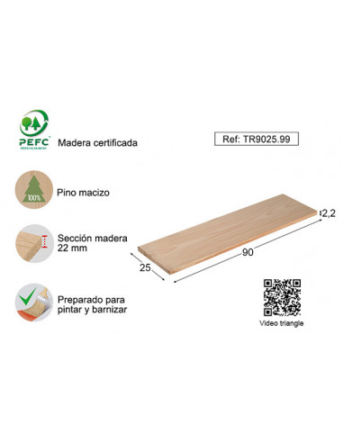 BALDA MURAL PINO 22MM S/BARN