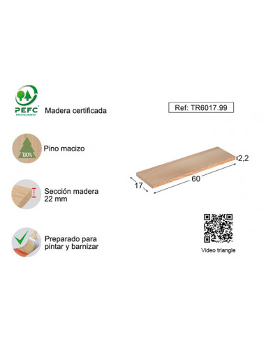 BALDA MURAL PINO 22MM S/BARN