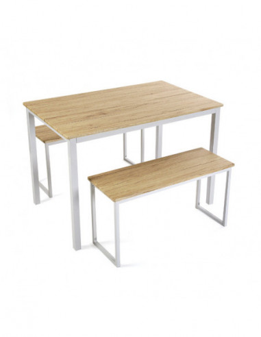 SET MESA CON 2 BANCOS MADERA