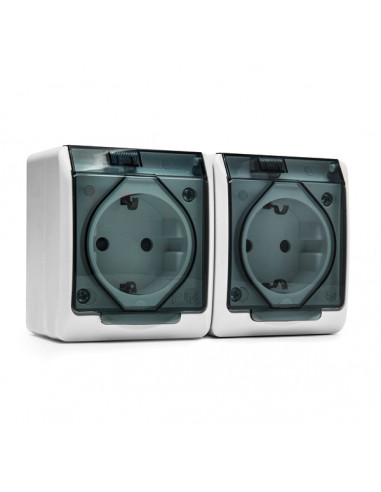 BASE ENCHUFE SUPERFICIE DOBLE IP54...