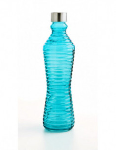 BOTELLA VIDRIO AZUL TURQUESA