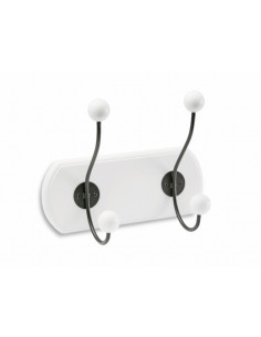PERCHA MADERA/METAL 2P BLANCA 2