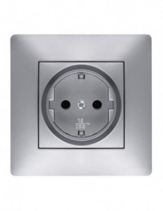 BASE ENCHUFE EMPOTRAR ALUMINIO