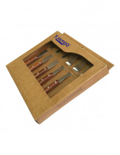 CHULETERO+TENEDOR MADERA SET-3