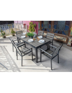SET MESA +6 SILLA ALUM EXTENS