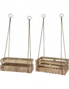 MACETERO MADERA COLGAR SET 2
