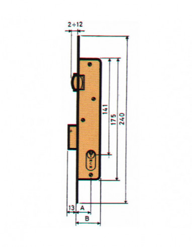 CERRADURA EMBUTIR P/MET RESBAL