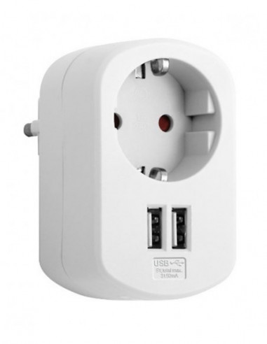 CLAVIJA ADAPTADOR 1T+2USB BCO