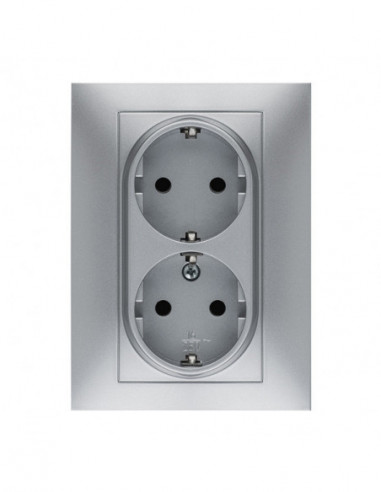 BASE ENCHUFE EMPOTRAR DOBLE TT ALUMINIO