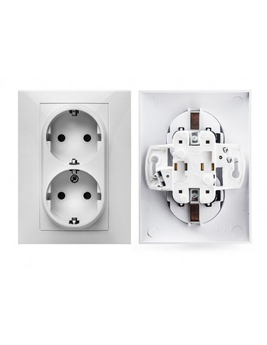 BASE ENCHUFE EMPOTRAR DOBLE TT BLANCO