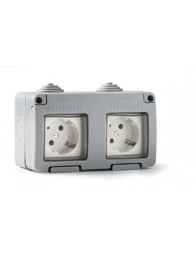 BASE ENCHUFE SUPERFICIE DOBLE IP55...