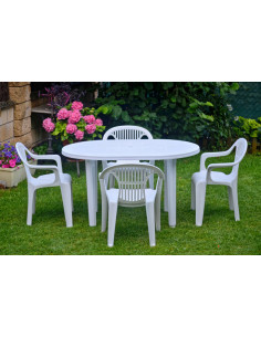 MESA JARDIN OVAL BLANCA