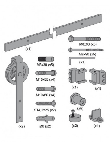 KIT CORREDERA RUSTICO 80G NEGR