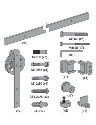 KIT CORREDERA RUSTICO 80G NEGR
